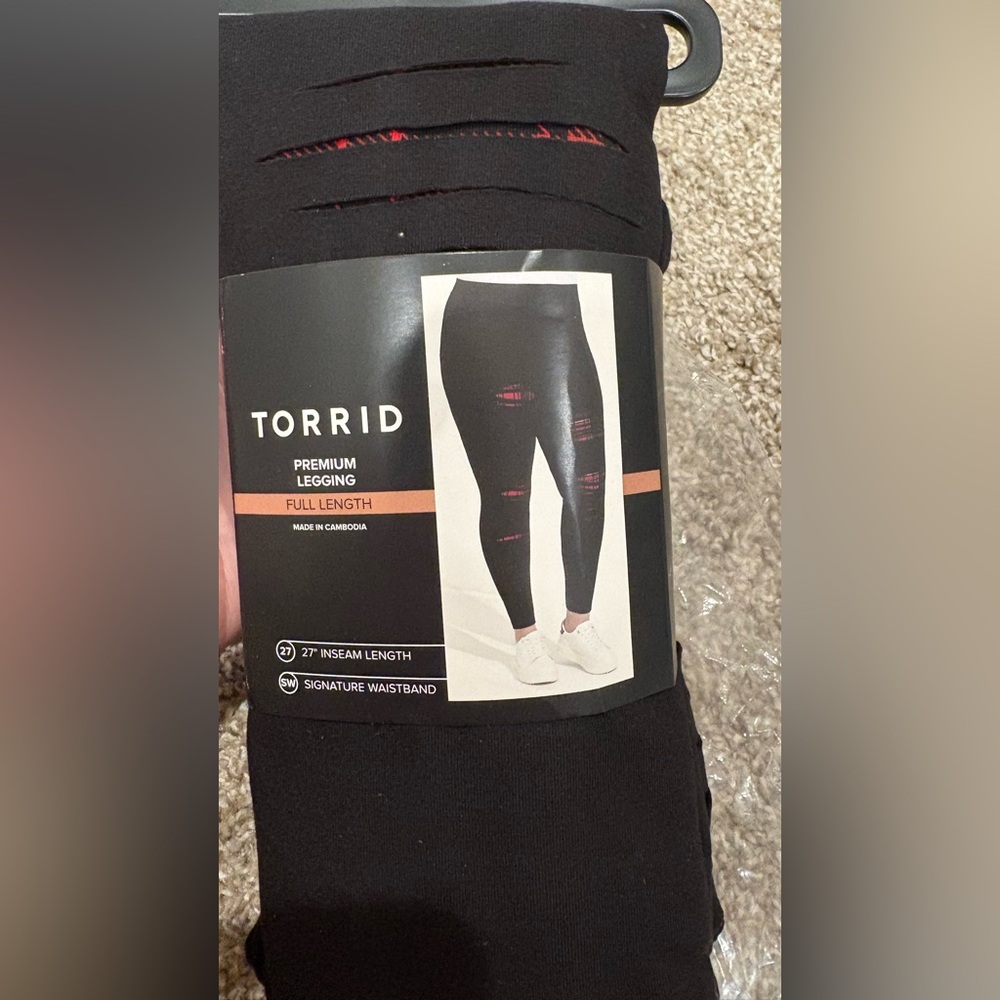 Torrid Black Leggings with Red Accents